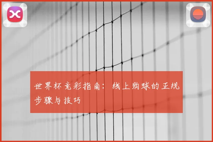 世界杯竞彩指南：线上购球的正规步骤与技巧